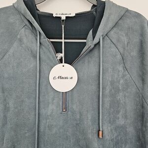Maxam Teal Suede Hoodie